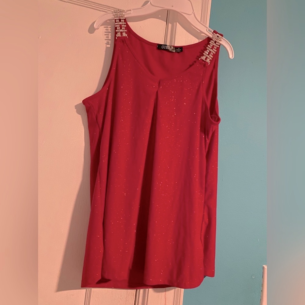 CURE. blouse for women size M  color red short sleeve like new